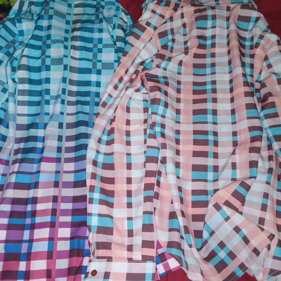 Plaid Gradient Color Button-Up Shirts So Cute, Size XL Never Worn - Picture 7 of 9